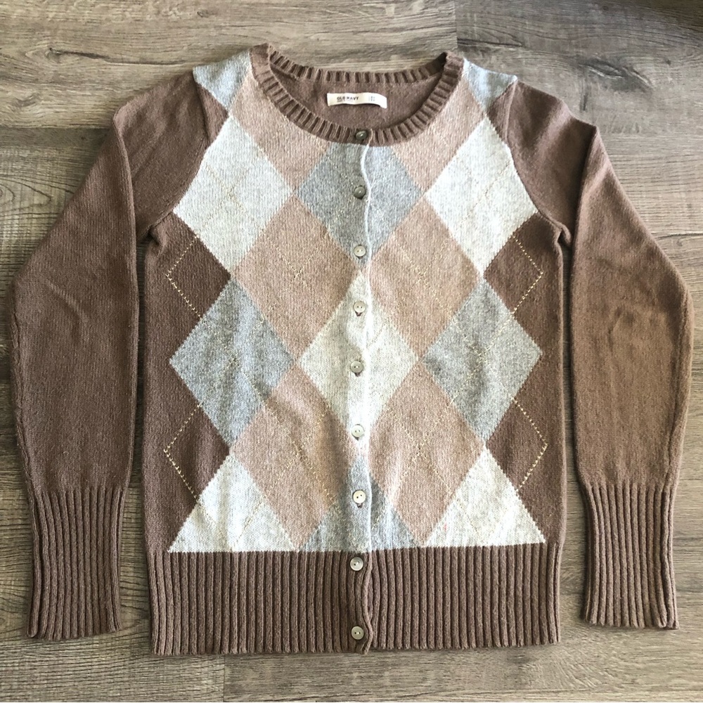 Argyle Button Cardigan